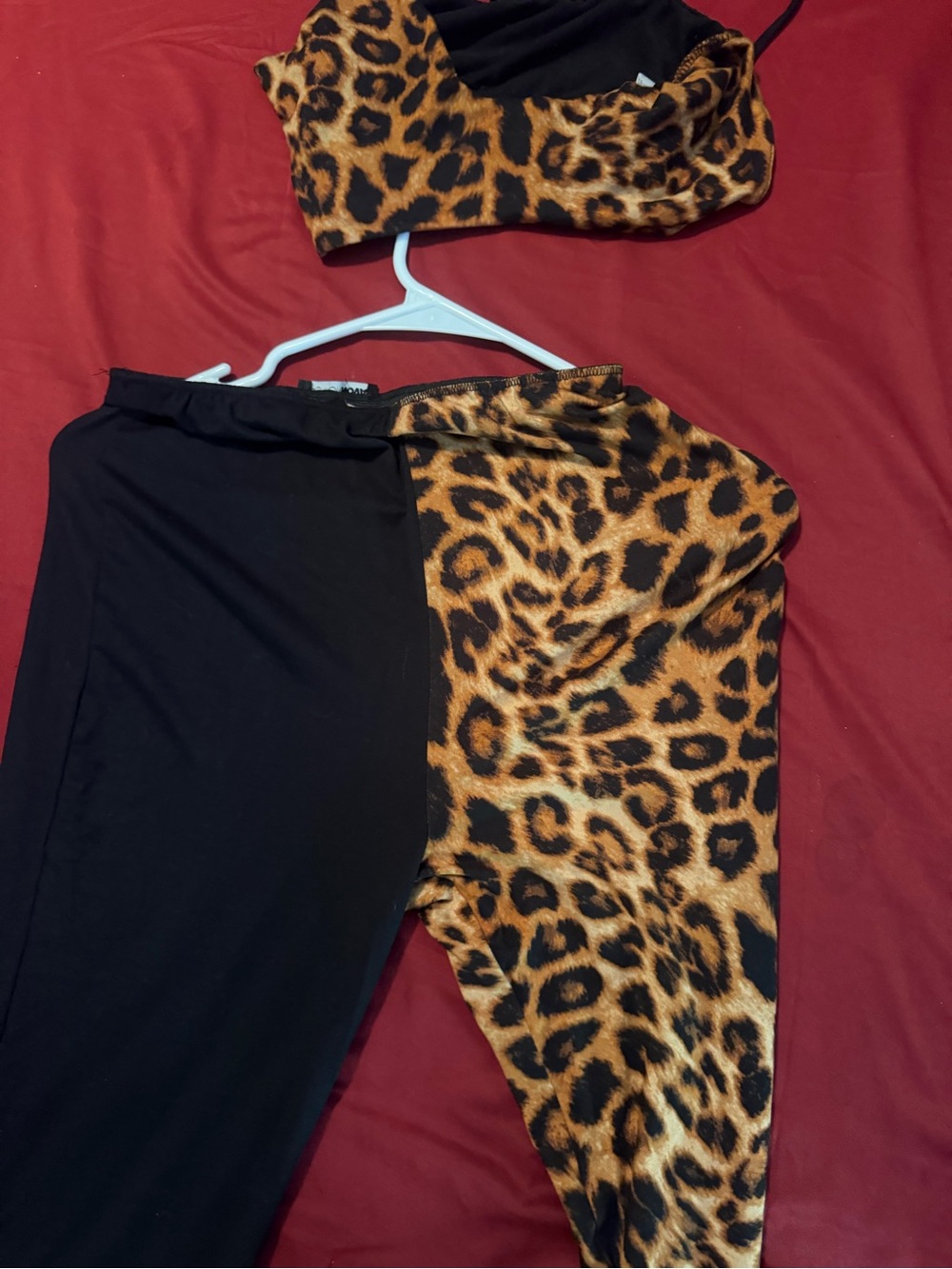Fashion Nova Leopard Print & Black One-Arm Jumpsuit